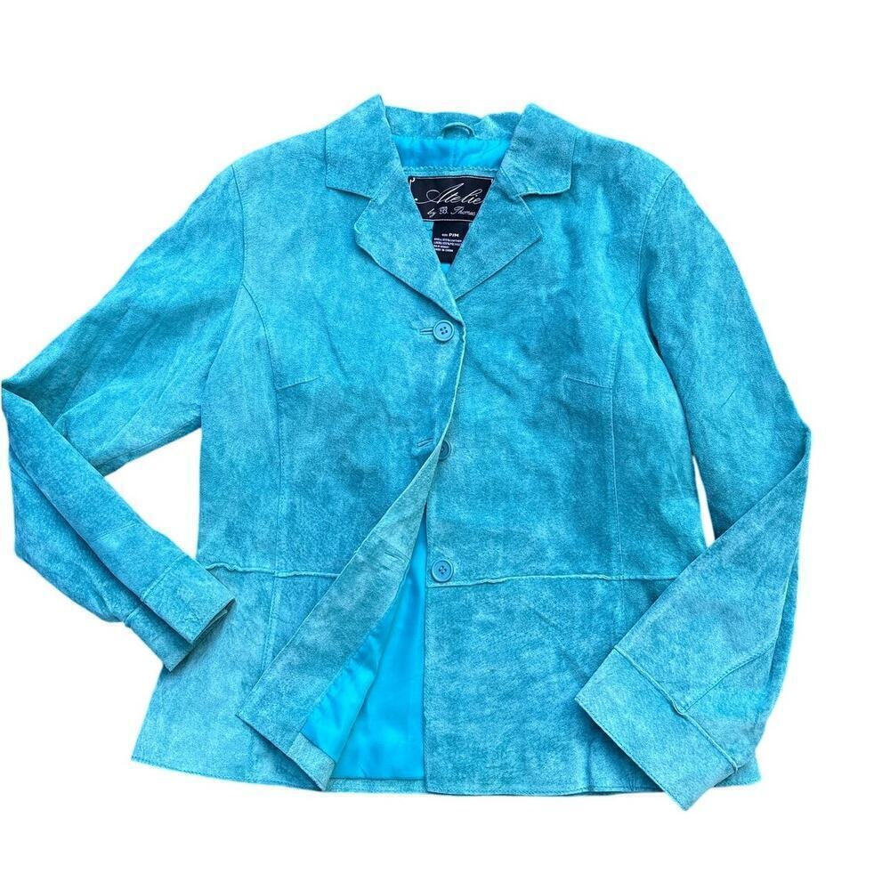 Women’s P/M Atelier by B. Thomas Turquoise Suede Jacket Vintage Festival